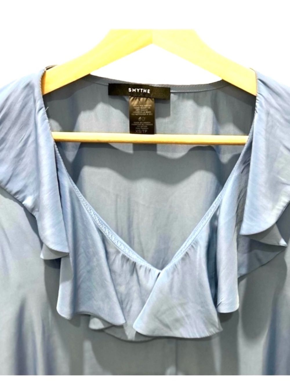 SMYTHE blue ruffled blouse Sz XS - Picture 4 of 4